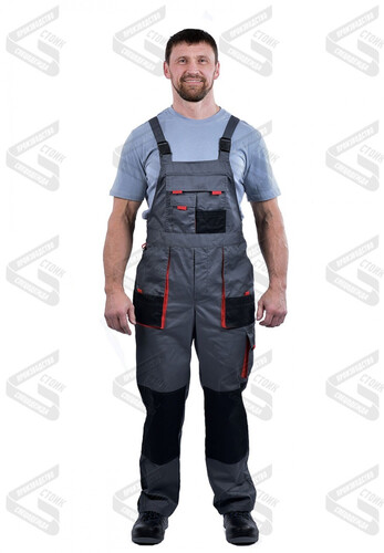 Полукомбинезон «Хамертон» серый с черный и красным